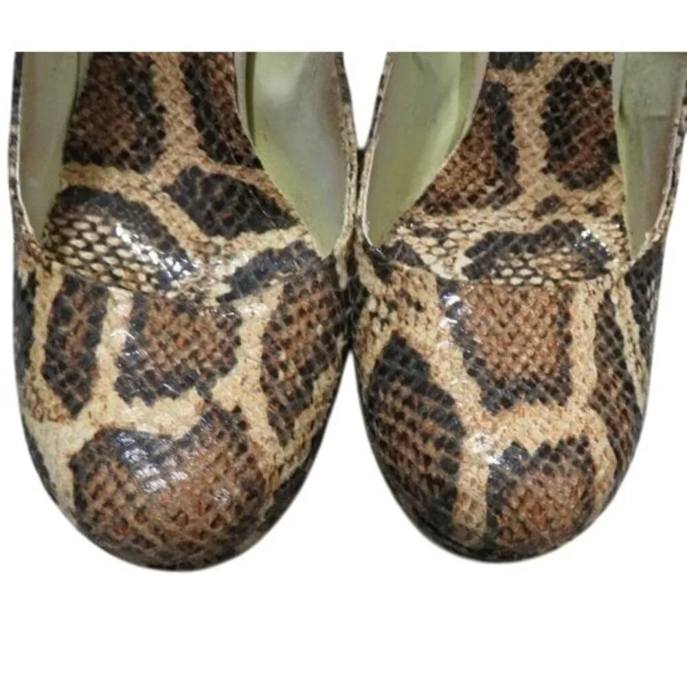 LORENZO MARI Italian Leather Snakeskin Python Embossed Platform Block Heels 38